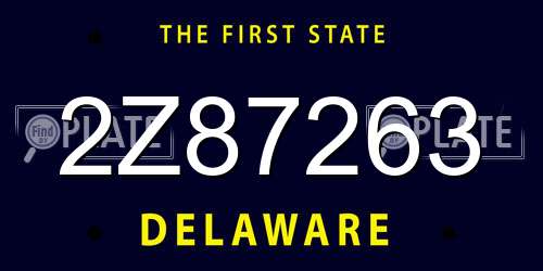 2Z87263 Delaware License Plate