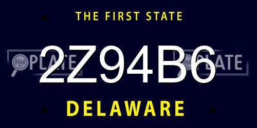 2Z94B6 Delaware License Plate
