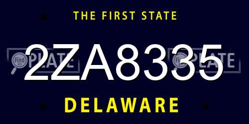 2ZA8335 Delaware License Plate