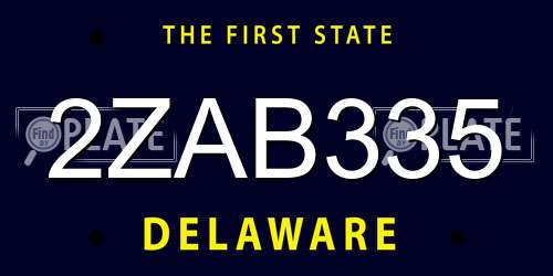 2ZAB335 Delaware License Plate