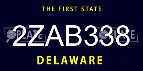 2ZAB338 Delaware License Plate
