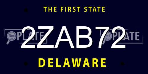 2ZAB72 Delaware License Plate