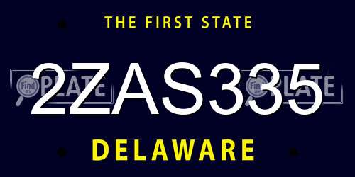 2ZAS335 Delaware License Plate