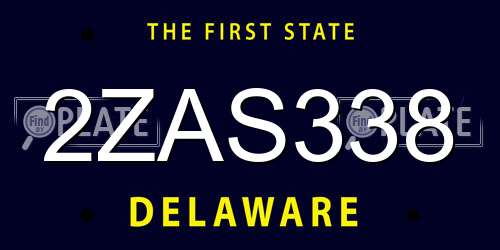2ZAS338 Delaware License Plate