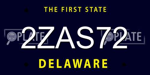 2ZAS72 Delaware License Plate