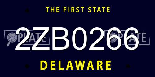 2ZB0266 Delaware License Plate