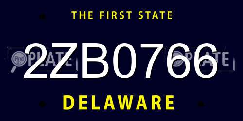 2ZB0766 Delaware License Plate