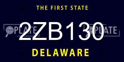 2ZB130 Delaware License Plate