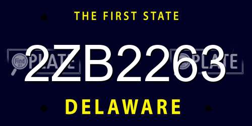 2ZB2263 Delaware License Plate