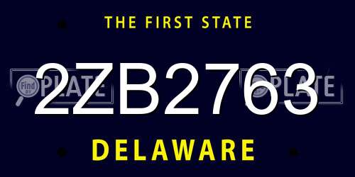 2ZB2763 Delaware License Plate