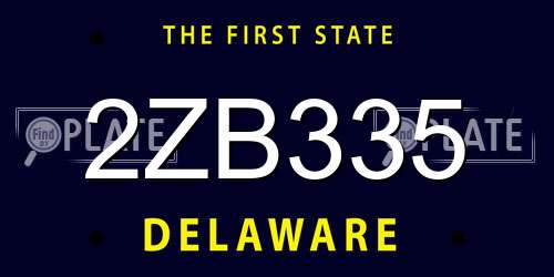 2ZB335 Delaware License Plate