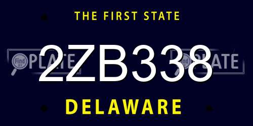 2ZB338 Delaware License Plate