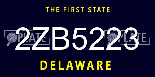 2ZB5223 Delaware License Plate