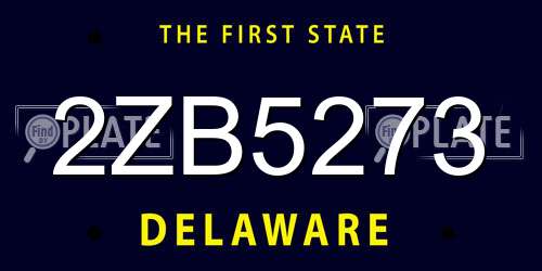 2ZB5273 Delaware License Plate