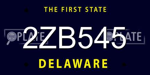 2ZB545 Delaware License Plate