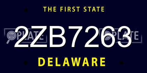 2ZB7263 Delaware License Plate