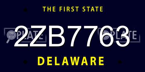 2ZB7763 Delaware License Plate