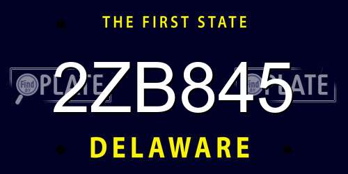 2ZB845 Delaware License Plate