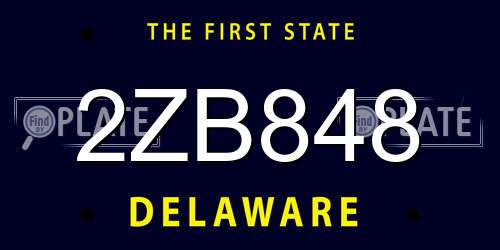 2ZB848 Delaware License Plate