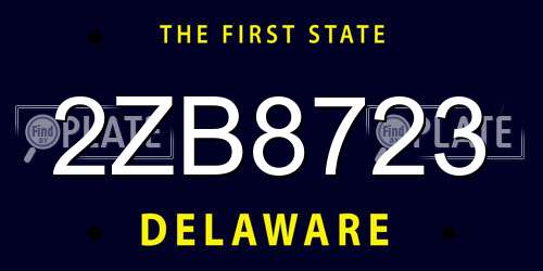 2ZB8723 Delaware License Plate