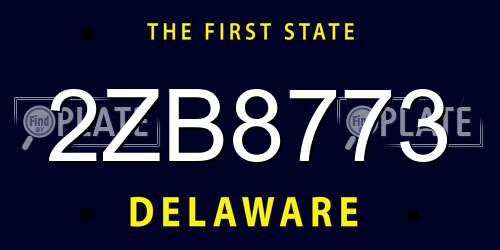 2ZB8773 Delaware License Plate
