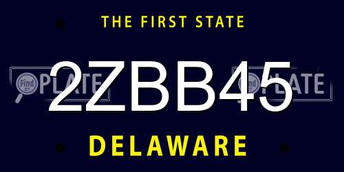 2ZBB45 Delaware License Plate