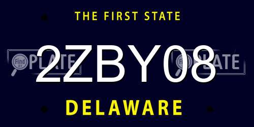 2ZBY08 Delaware License Plate