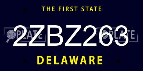 2ZBZ263 Delaware License Plate