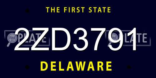 2ZD3791 Delaware License Plate