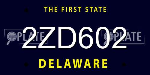 2ZD602 Delaware License Plate