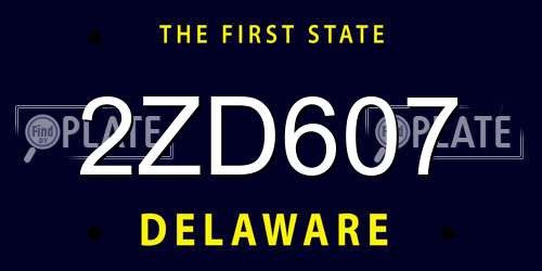 2ZD607 Delaware License Plate