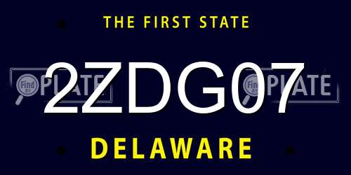 2ZDG07 Delaware License Plate