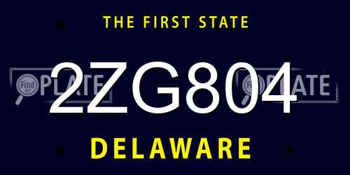 2ZG804 Delaware License Plate