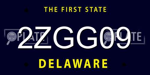 2ZGG09 Delaware License Plate