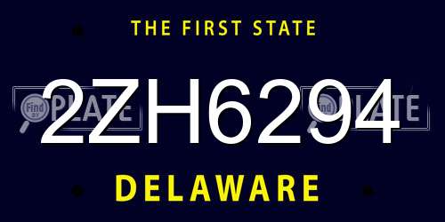 2ZH6294 Delaware License Plate