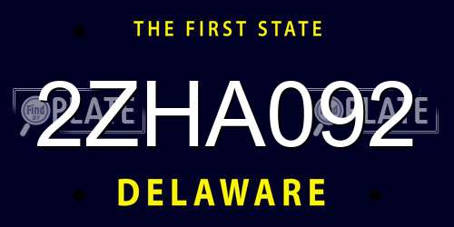 2ZHA092 Delaware License Plate
