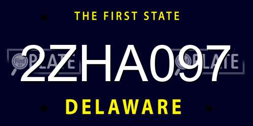 2ZHA097 Delaware License Plate