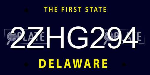 2ZHG294 Delaware License Plate