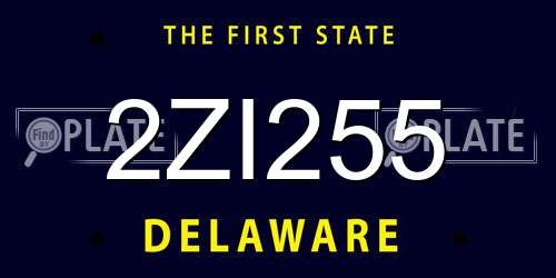 2ZI255 Delaware License Plate