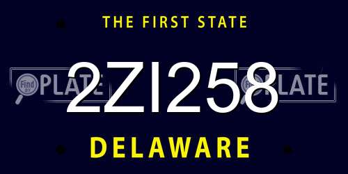 2ZI258 Delaware License Plate