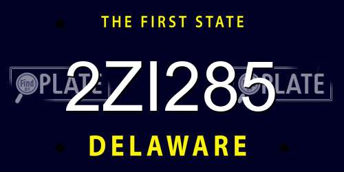 2ZI285 Delaware License Plate