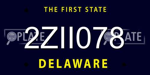 2ZII078 Delaware License Plate