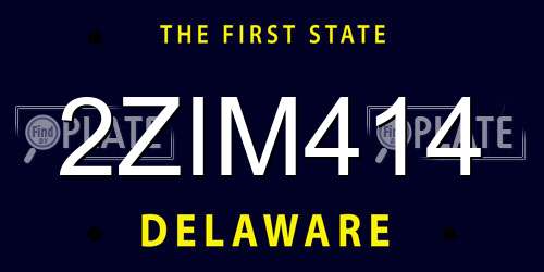 2ZIM414 Delaware License Plate