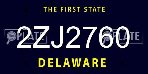 2ZJ2760 Delaware License Plate