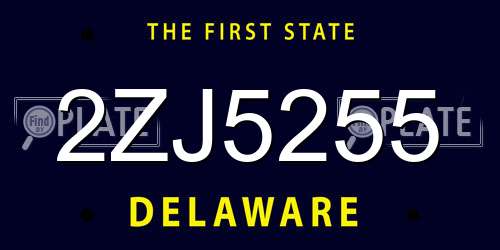 2ZJ5255 Delaware License Plate