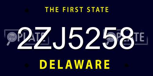 2ZJ5258 Delaware License Plate