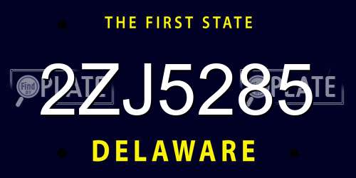 2ZJ5285 Delaware License Plate