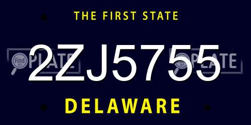 2ZJ5755 Delaware License Plate