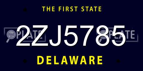 2ZJ5785 Delaware License Plate