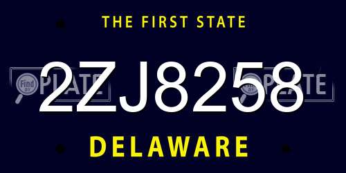 2ZJ8258 Delaware License Plate